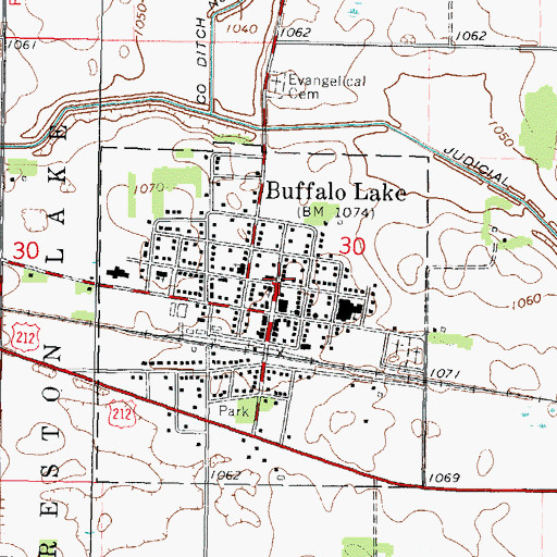 Topographic Map of Buffalo Lake Fire Department, MN