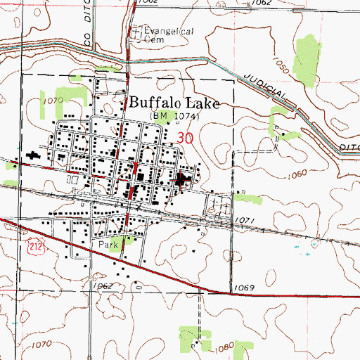 Topographic Map of Buffalo Lake Hector Elementary School, MN