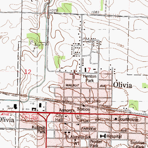 Topographic Map of Olivia Health Care Center, MN