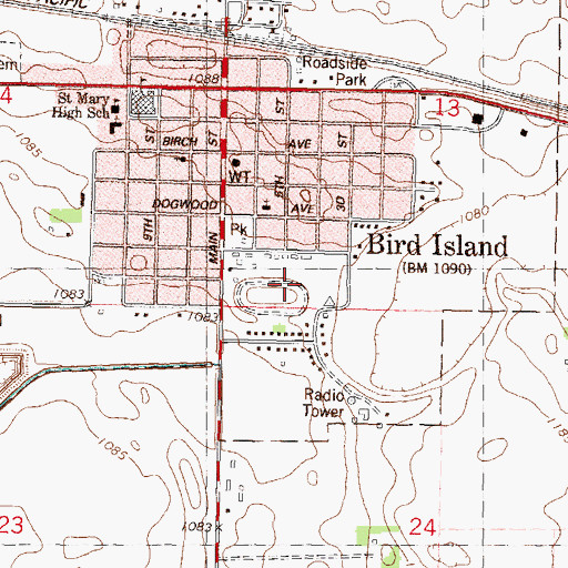 Topographic Map of Renville County Fairgrounds, MN