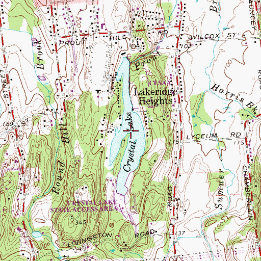 Topographic Map of Crystal Lake, CT
