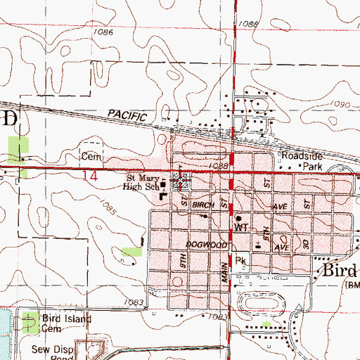 Topographic Map of Bold - Bird Island Elementary School, MN
