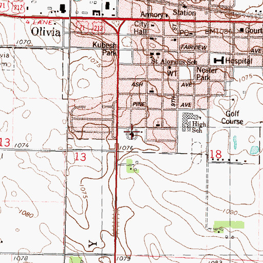 Topographic Map of Cross of Calvary Lutheran Church, MN