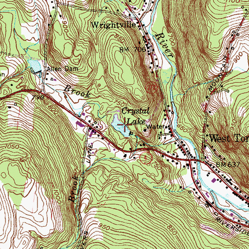 Topographic Map of Crystal Lake, CT