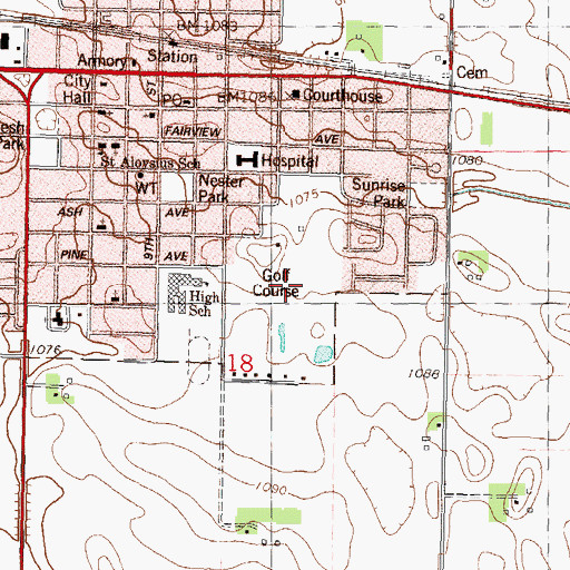 Topographic Map of Olivia Golf Course, MN