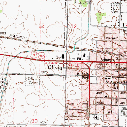 Topographic Map of Memorial Park, MN