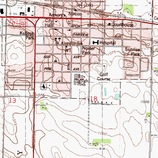 Topographic Map of Bold Senior High School, MN