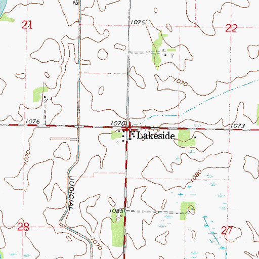 Topographic Map of Lakeside Post Office (historical), MN