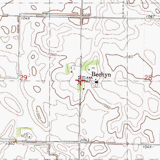 Topographic Map of Bechyn Post Office (historical), MN