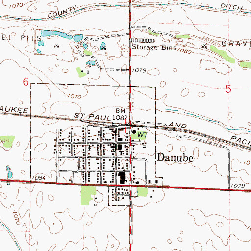 Topographic Map of Danube, MN