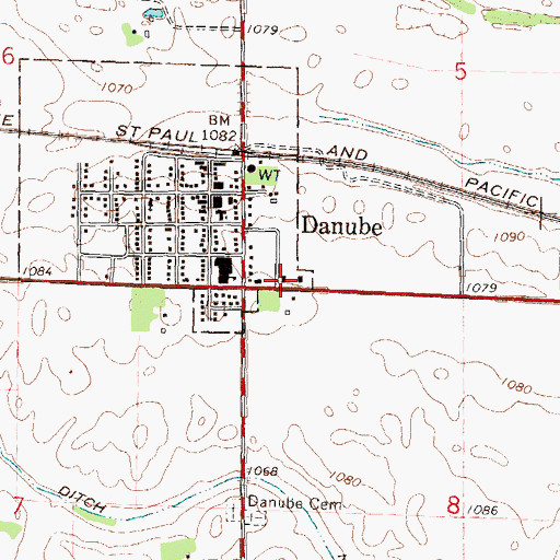 Topographic Map of Danube Police Department, MN