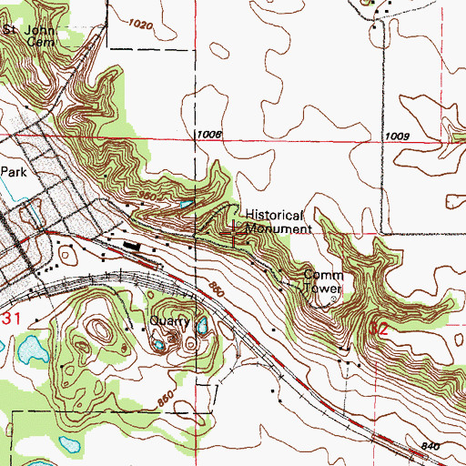 Topographic Map of Morton Wayside Park, MN