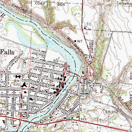 Topographic Map of Granite Falls Fire Department, MN