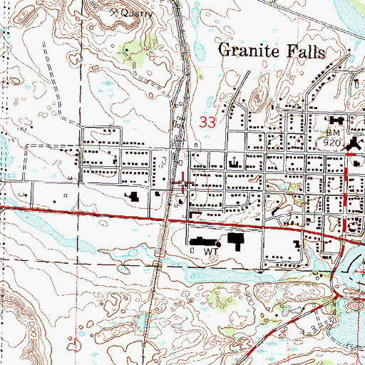 Topographic Map of Granite Falls, MN