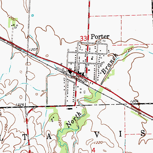Topographic Map of Porter Fire Department, MN