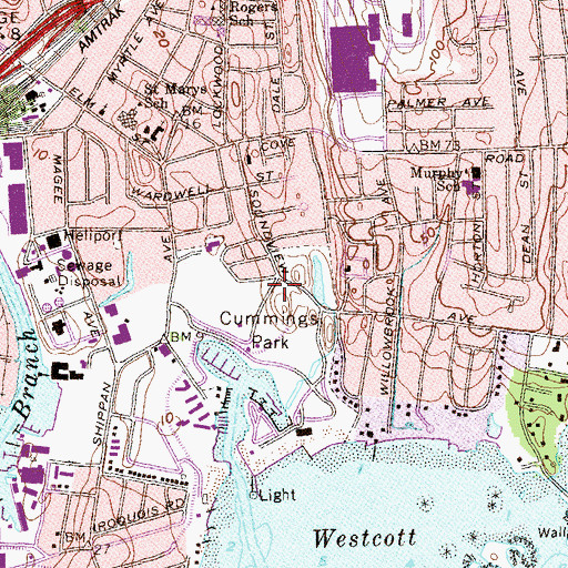 Topographic Map of Cummings Park, CT