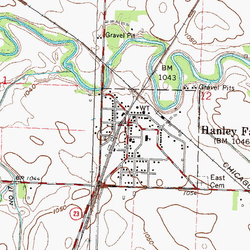 Topographic Map of Hanley Falls Post Office, MN