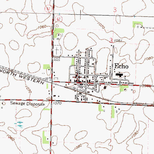 Topographic Map of Echo Post Office, MN