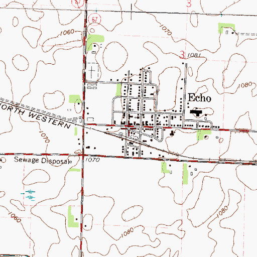 Topographic Map of Echo Police Department, MN