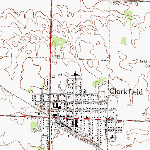 Topographic Map of Clarkfield Lutheran Church, MN