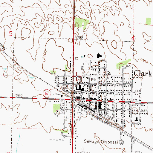 Topographic Map of Clarkfield Assembly of God Church, MN