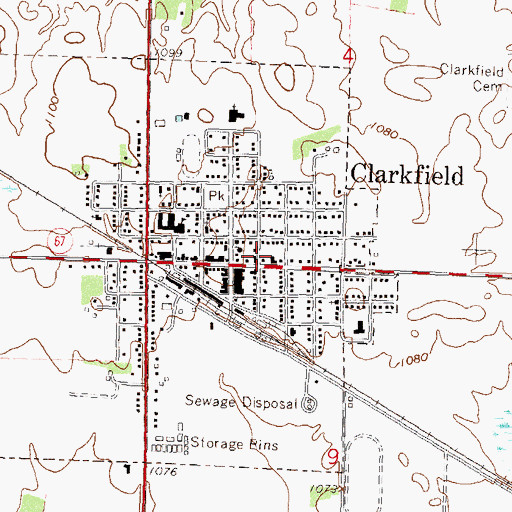 Topographic Map of Clarkfield City Hall, MN