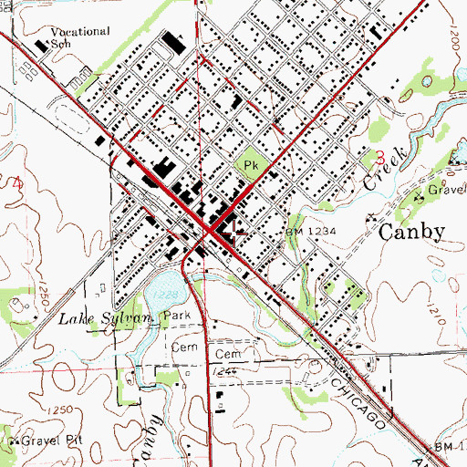 Topographic Map of Canby Police Department, MN