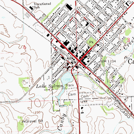 Topographic Map of Sanford Canby Medical Center, MN