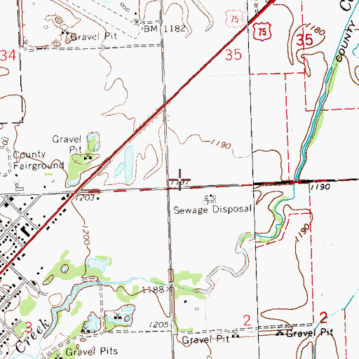Topographic Map of Canby Triangle Park Campground, MN