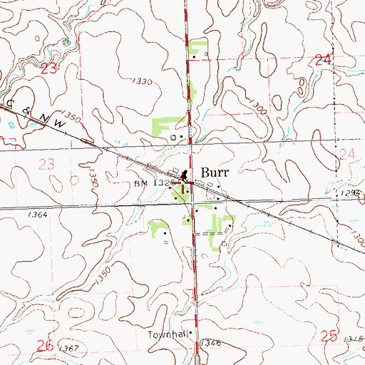 Topographic Map of Burr Post Office (historical), MN