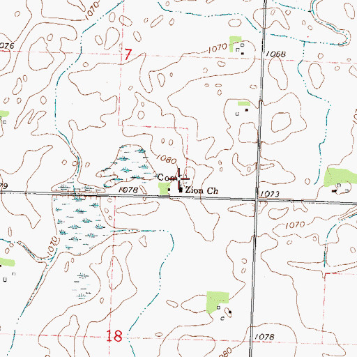 Topographic Map of Zion Cemetery, MN
