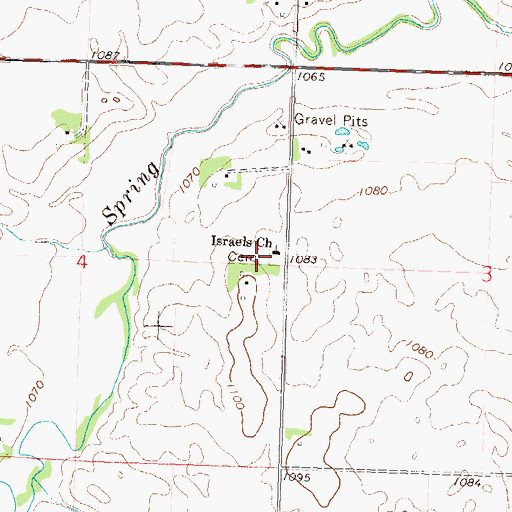 Topographic Map of Israels Cemetery, MN