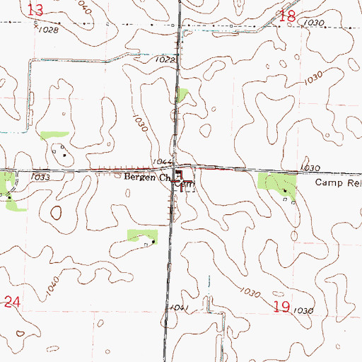 Topographic Map of Bergen Cemetery, MN