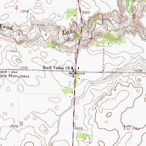 Topographic Map of Rock Valley Cemetery, MN