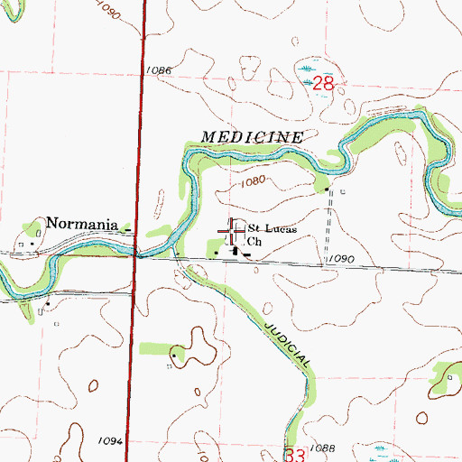 Topographic Map of Saint Lucas Cemetery, MN
