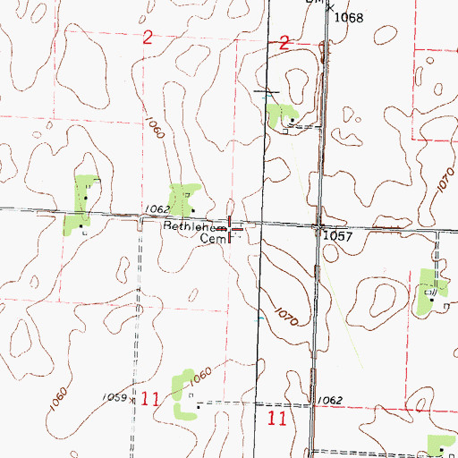 Topographic Map of Bethlehem Cemetery, MN