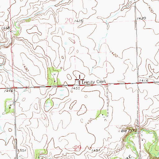 Topographic Map of Trinity Cemetery, MN