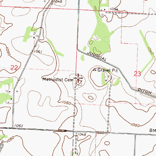 Topographic Map of Methodist Cemetery, MN