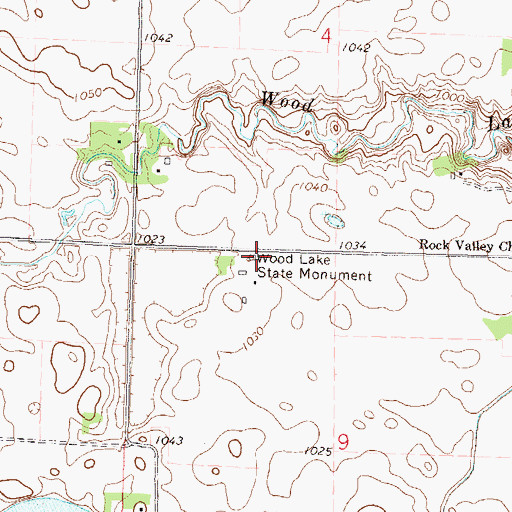 Topographic Map of Battle of Wood Lake September 23 1862 Historical Marker, MN