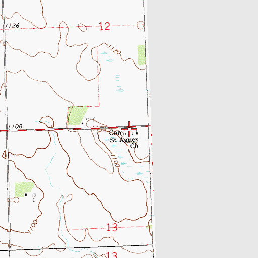 Topographic Map of Saint Agnes Cemetery, MN