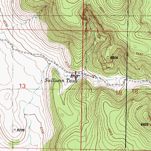 Topographic Map of Big Sullivan Tank, AZ