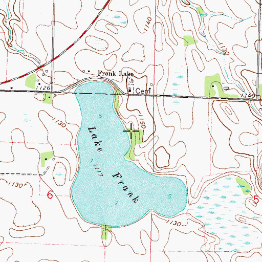 Topographic Map of Frank Lake Cemetery, MN