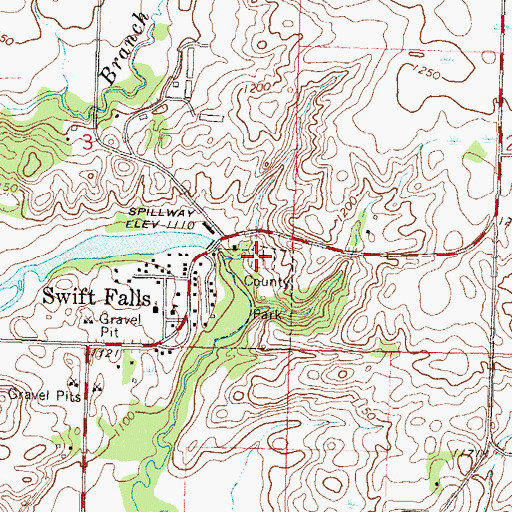 Topographic Map of Swift Falls Cemetery, MN