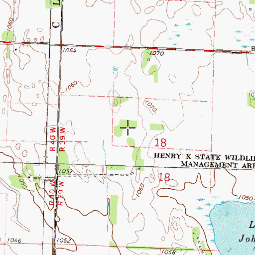 Topographic Map of Erickson Cemetery, MN