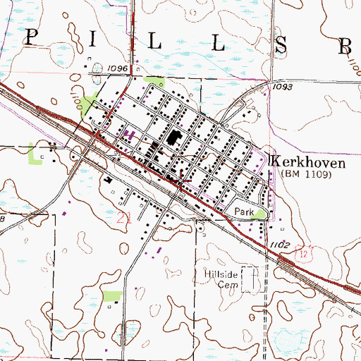 Topographic Map of Kerkhoven Post Office, MN