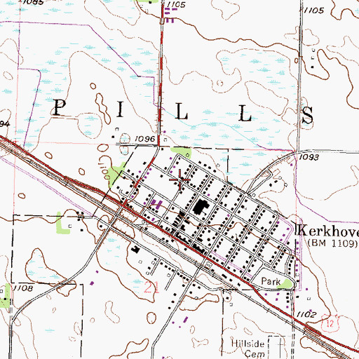 Topographic Map of Kerkhoven Lutheran Church, MN