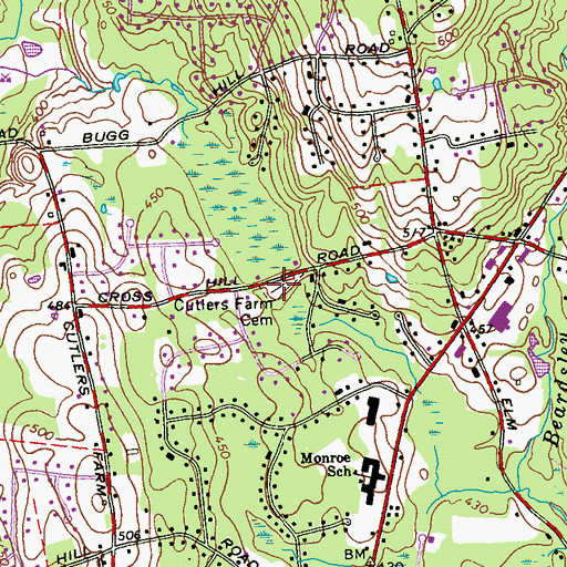 Topographic Map of Cutlers Farm Cemetery, CT