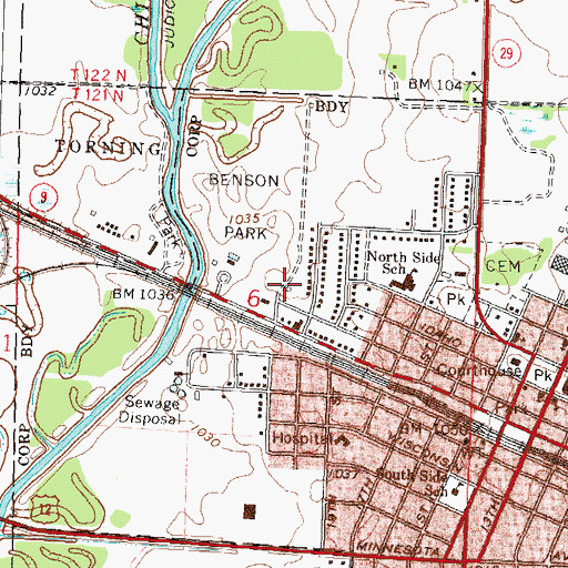 Topographic Map of Benson Golf Club, MN