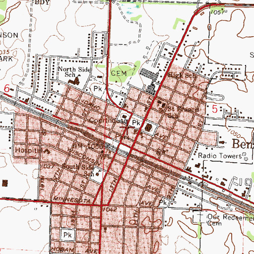 Topographic Map of Benson Post Office, MN