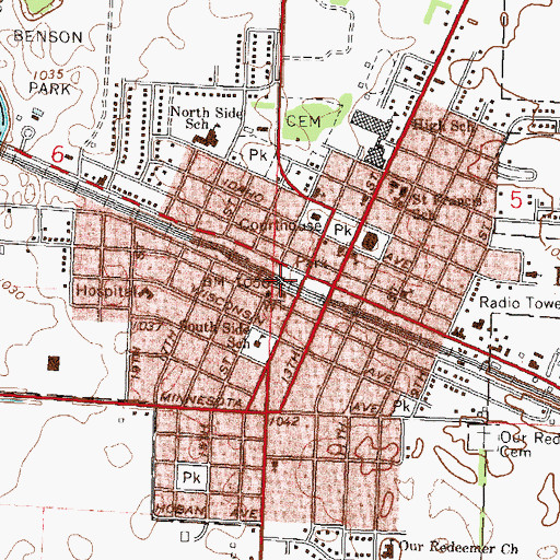 Topographic Map of Benson, MN
